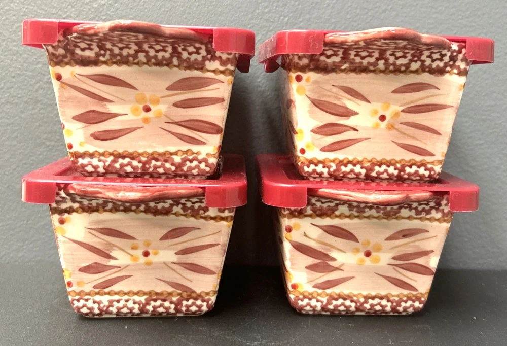 Set of 4 Temptations Presentable Ovenware 10oz Old World Baking Dishes With Lids